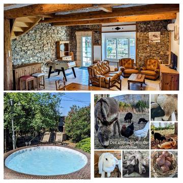 Gîte pour 6 personnes, avec jardin et piscine ainsi que bassin pour enfant et jacuzzi à Floure