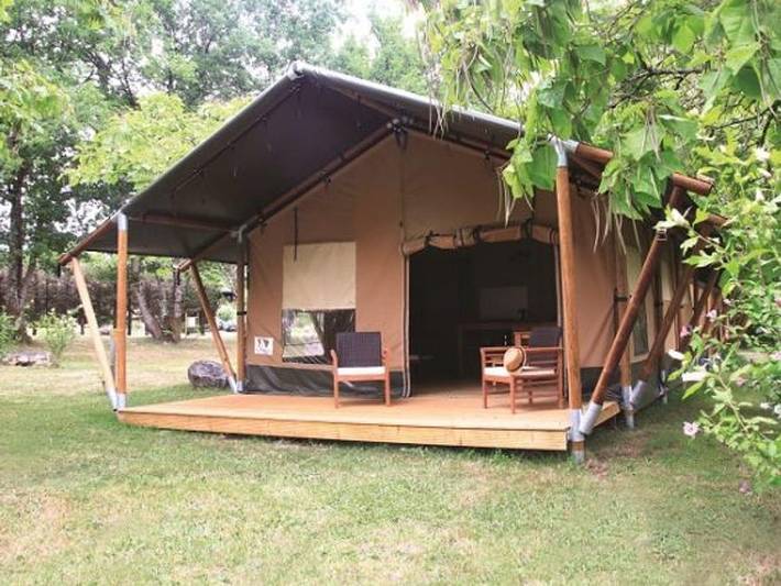 Camping La Fontaine du Roc - Wohnzelt auz holz 5 personen - Safari ohne Sanitäranlagen in Dévillac, Villeneuve-sur-Lot und Umgebung