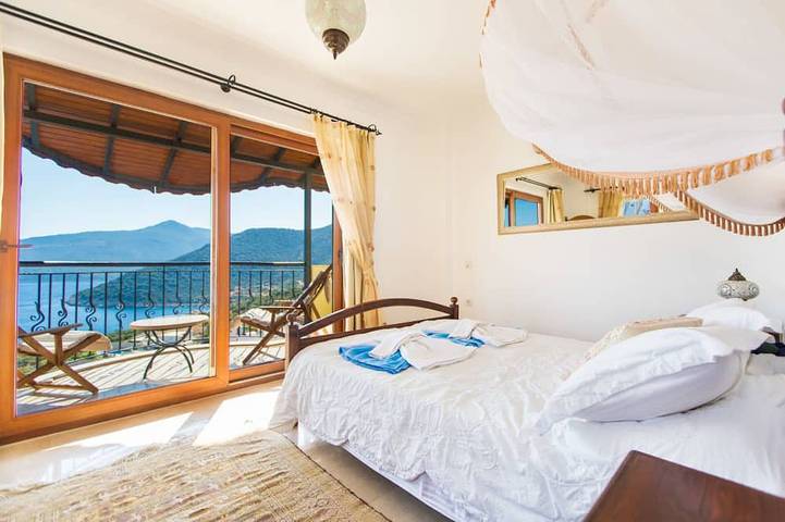 Luxus 5-Bett-Villa, inc. ein Nebengebäude Wohnung, lge beheizten Pool und großer Meerblick in Kaş, Provinz Antalya