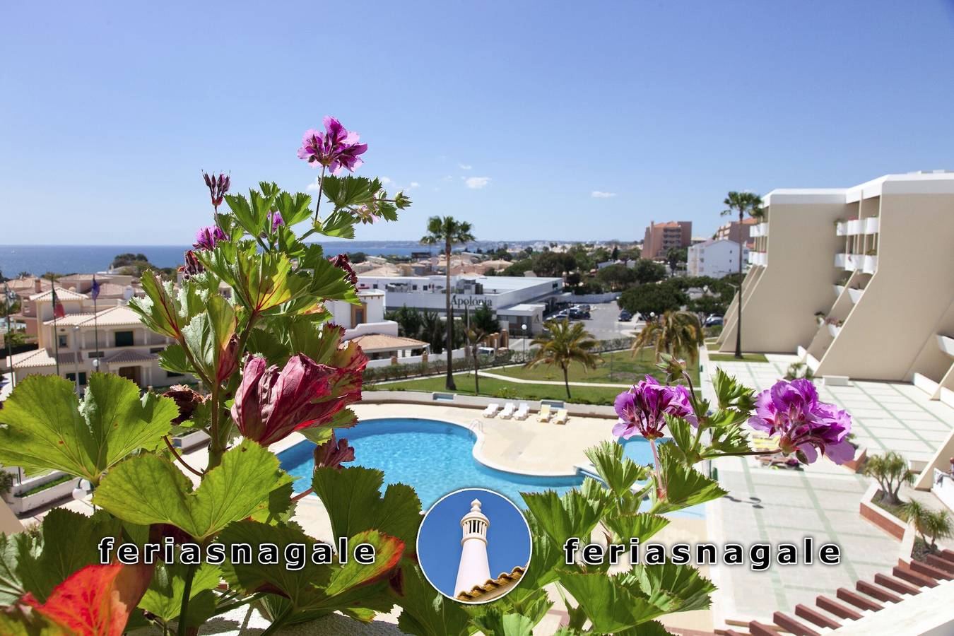 Apartamento entero, "A Ramos Apartamento Palmeira Galé", vistas al mar, piscina compartida, aire acondicionado y Wi-Fi in Guia, Distrito de Faro