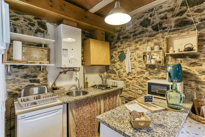 Ganze Wohnung, Apartment „La Rústica“ mit Bergblick, Gemeinschaftsgarten und Wlan in Susqueda, Girona Provinz