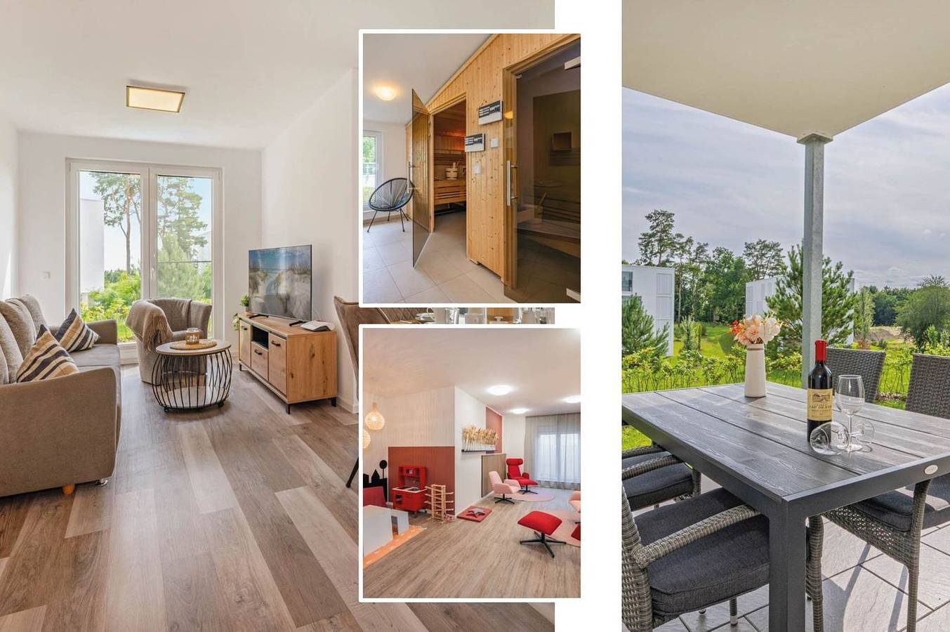 Ganze Wohnung, Moderne Ferienwohnung am Stettiner Haff mit Sauna und Spielbereich im Grünen in Zirchow, Usedom