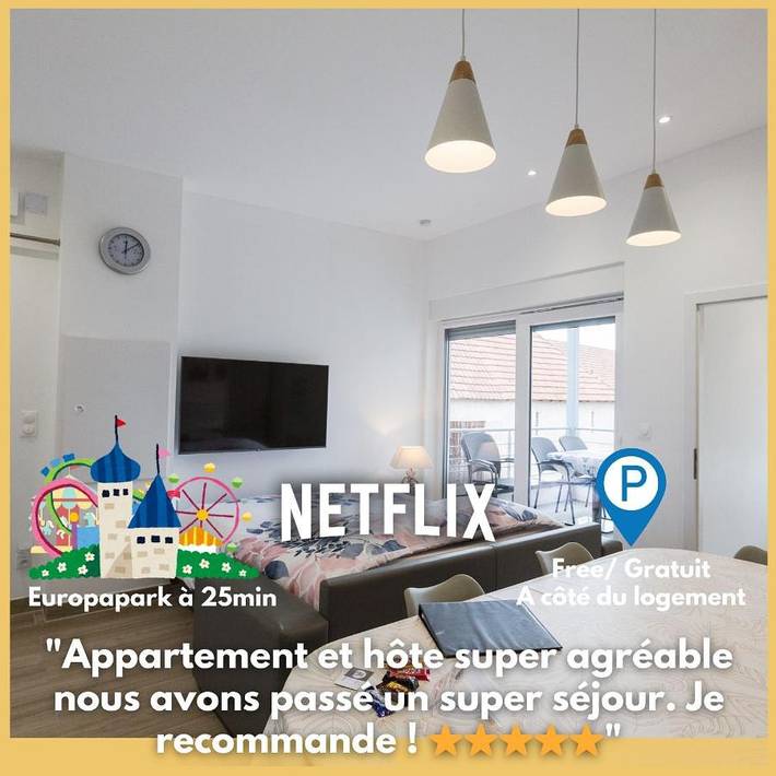 Gîte pour 6 personnes, avec Balcon ainsi que Terrasse et Vue à Friesenheim