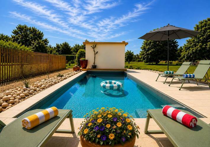 Location de vacances pour 8 personnes, avec vue ainsi que piscine et jardin à Sainte-Euphémie