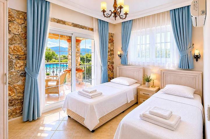 Atemberaubende Villa in perfektem Zustand, 100 m2 Pool und WiFi, für Familien in Fethiye, Türkische Ägäis