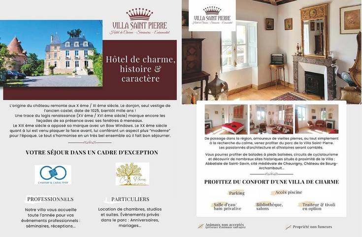 Hôtel pour 2 personnes, avec piscine et vue ainsi que jardin et terrasse à La Trimouille - 4