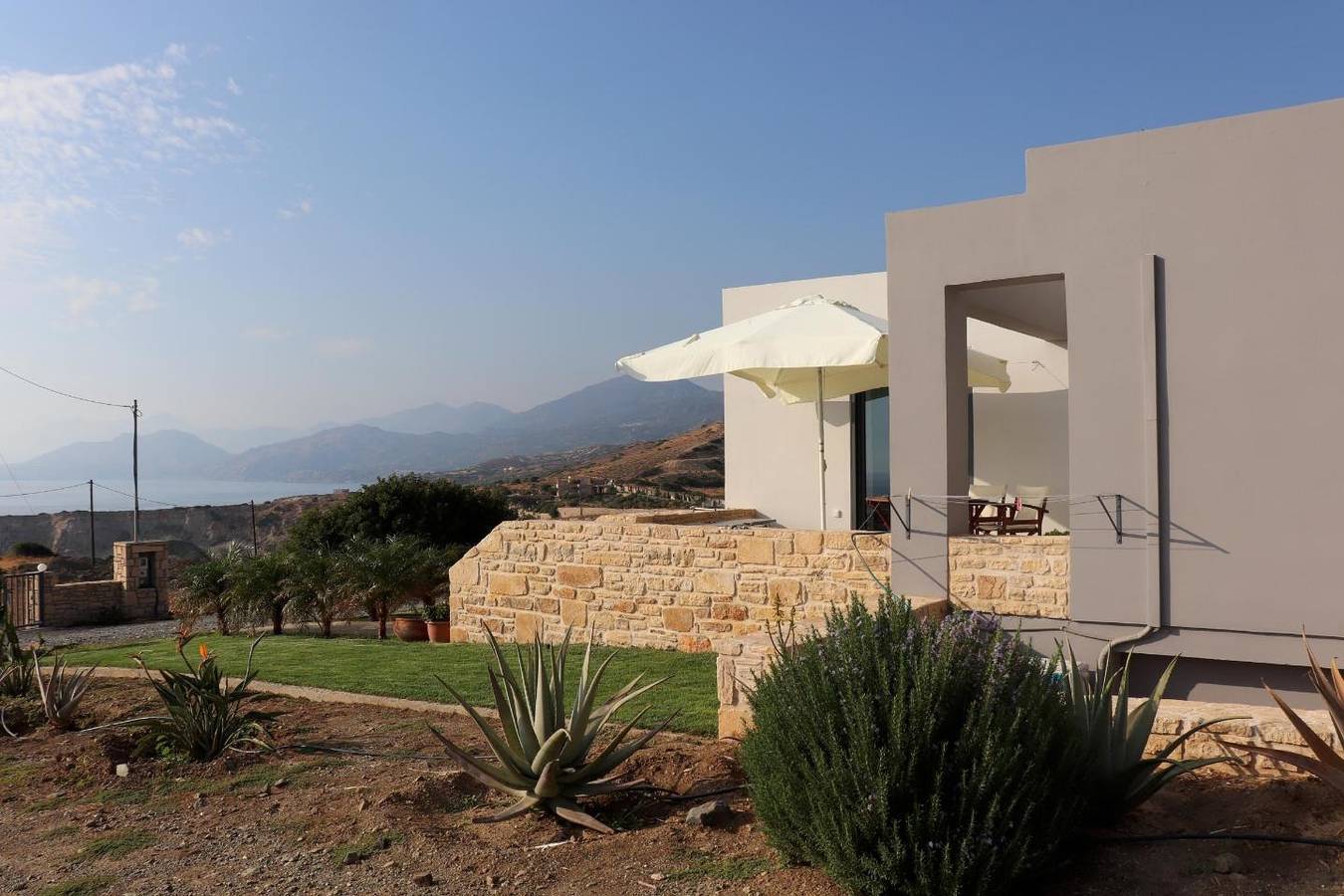 Weiter Blick auf Landschaft und Meer, Pool, 4 Pers. | Ferienhaus Triopetra, Kreta in Triopetra, Rethymno und Umgebung