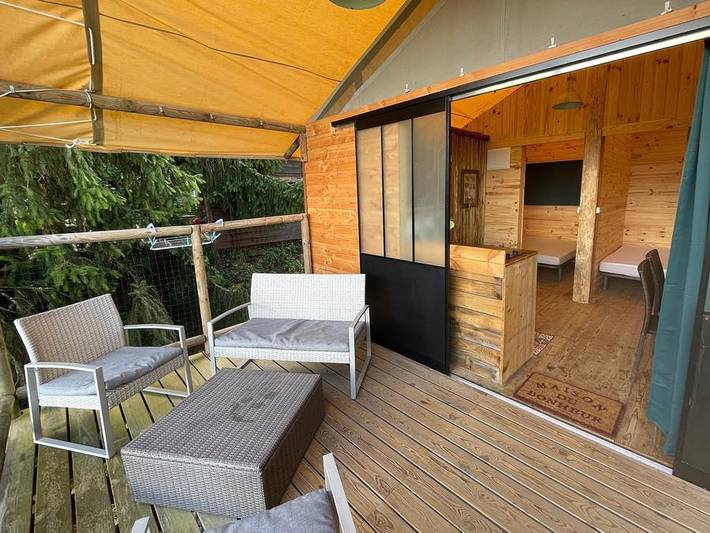 Camping la Ferme de Simondon - Safarizelt 4 personen - Ausgestattete Lodge in Plats, Tournon-sur-Rhône und Umgebung