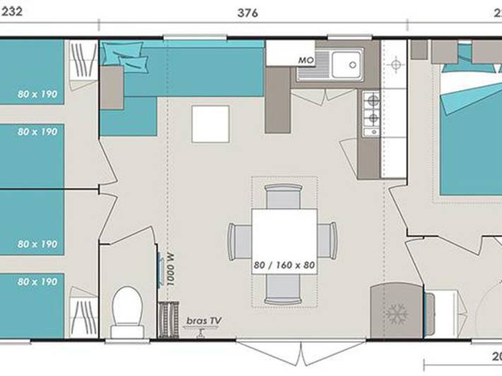 Mobil home pour 6 personnes, avec piscine et terrasse dans Plage des Govelins - 4
