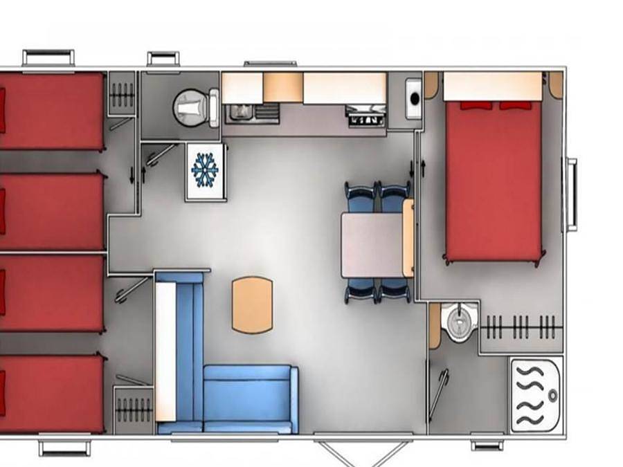 Camping La Résidence d'été - Mobile home 8 persons - Cottage Prestige Famille Clim - 35 m² - 3 bedrooms - 6/8 pers - air conditioning & plancha in Saint-Remèze, Privas