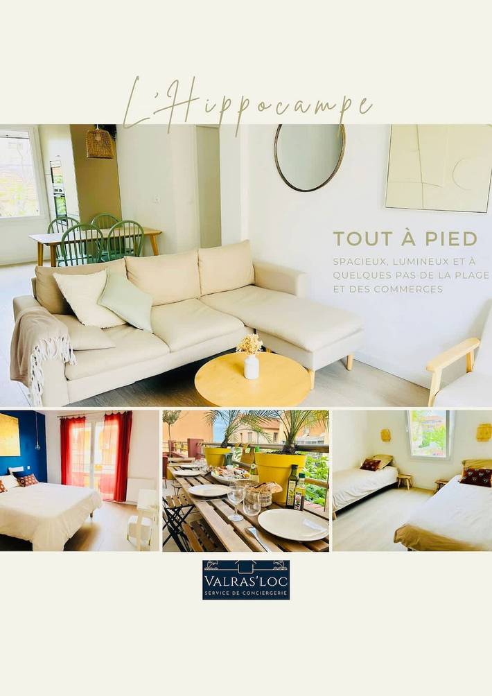 Gîte pour 4 personnes, avec balcon/terrasse, adapté aux familles dans Plage Centrale (Valras-Plage)