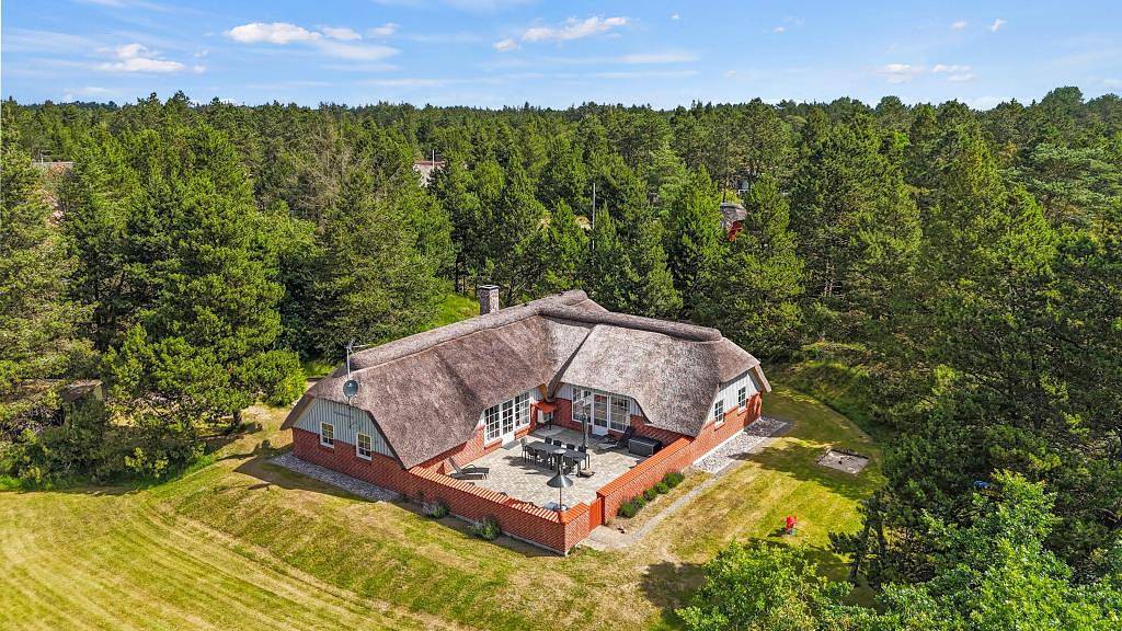 Strohdach Ferienhaus mit Pool auf Rømø in Sønderstrand, Tagholm