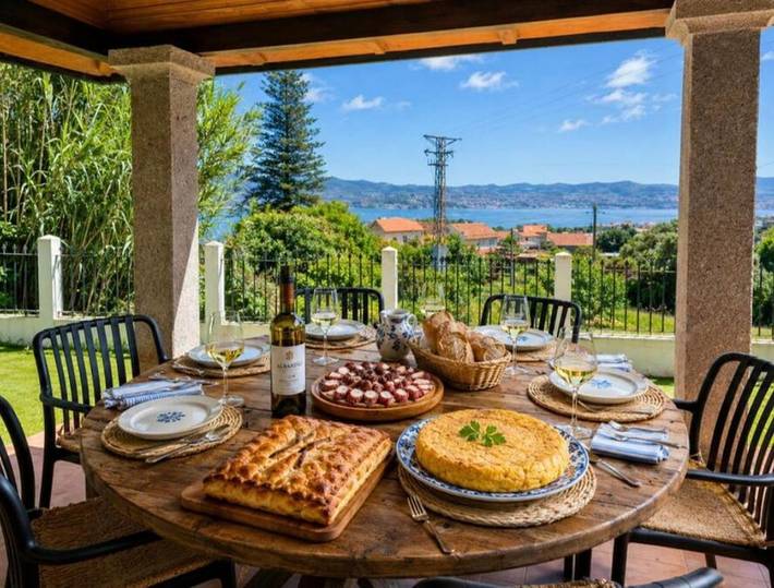 Apartamento para 12 personas, con balcón y vistas en Moaña