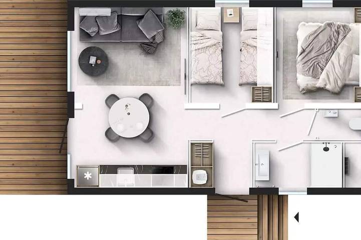 Blockhütte für 4 Personen, mit Terrasse und Garten