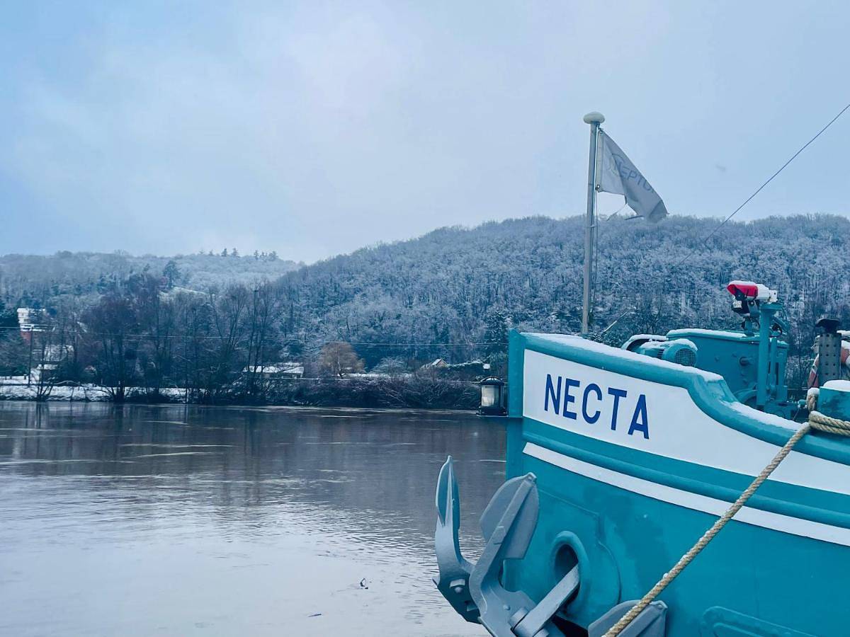 La péniche Necta in Huy, Région de Liège