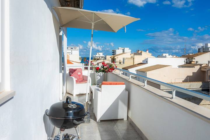 Ferienwohnung für 4 Personen, mit Balkon und Kinderpool in Can Picafort