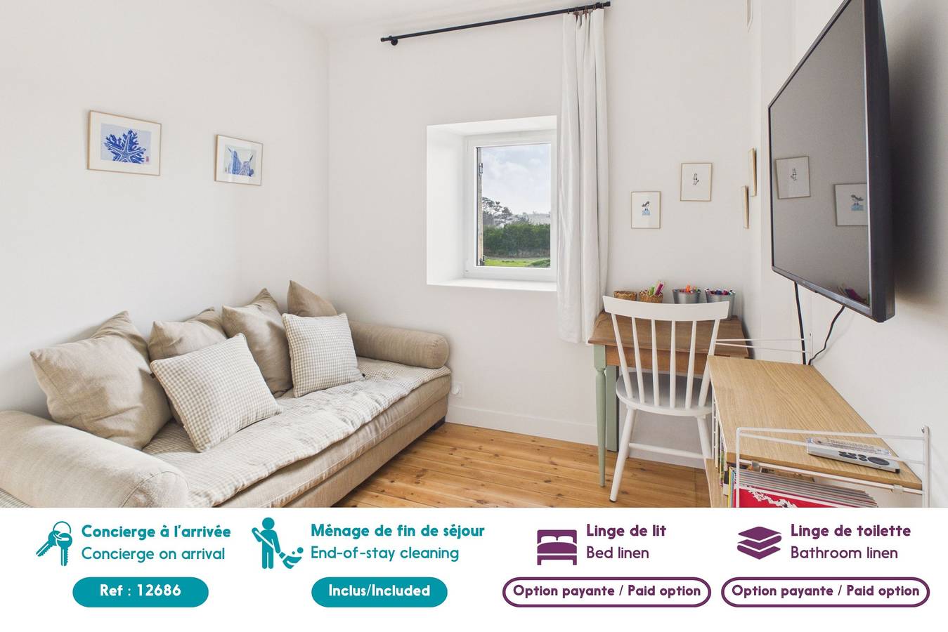 Plage à 300 m, maison pour 7, jardin et véranda in Lilia, Plouguerneau