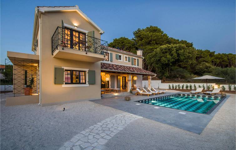 Urlaub am Meer: Gemütliches Apartment mit 1 Schlafzimmer, Pool, WLAN und atemberaubender Aussicht in Zlarin (Kroatische Adria), Dalmatinische Inseln