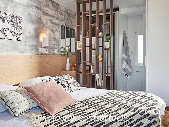 Camping L'Escapade - Mobilheim 4 personen - Taos 35m² (2 Schlafzimmer 2 Badezimmer) + Terrasse am Teich in Cahagnolles, Bayeux und Umgebung