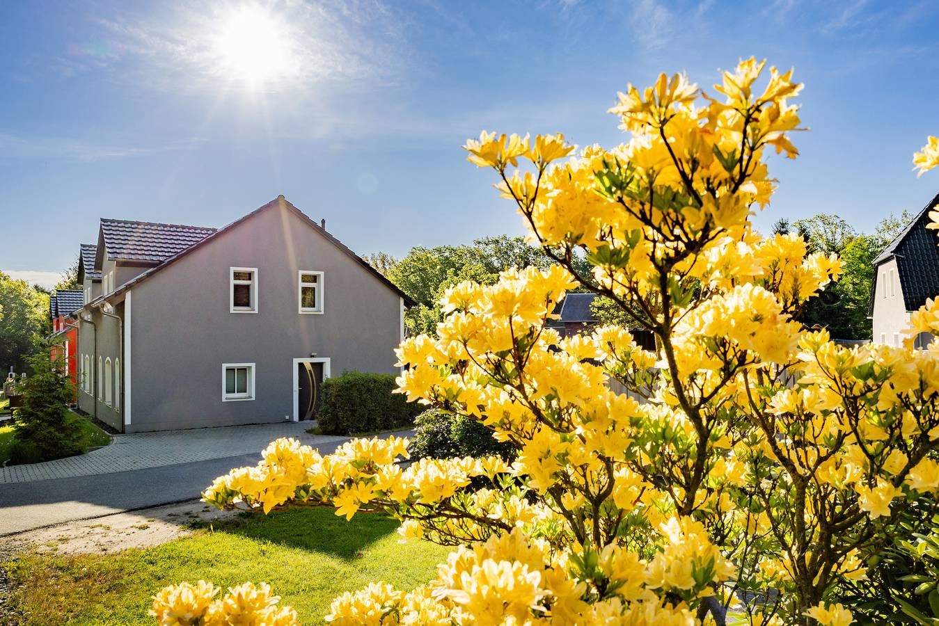 Ferienhaus Bimmelbahn- Familienferienhaus 100 m² am Dampflokbahnhof / Sauna / Trampolin/ Spielezimmer in Olbersdorf, Zittauer Gebirge