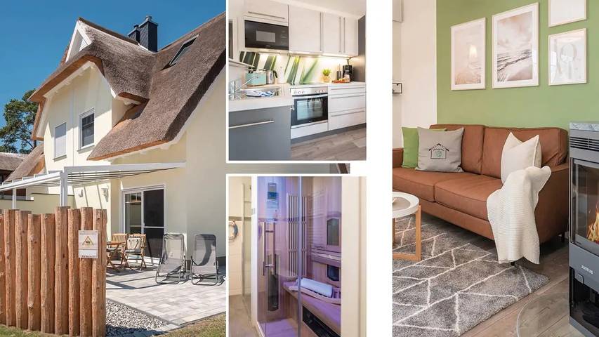 Ferienhaus mit Meerblick für 6 Personen, mit Garten und Balkon