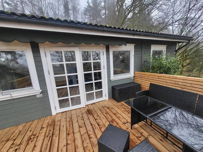 Ferienhaus für 4 Personen, mit Balkon und Terrasse sowie Garten und Ausblick in Güby